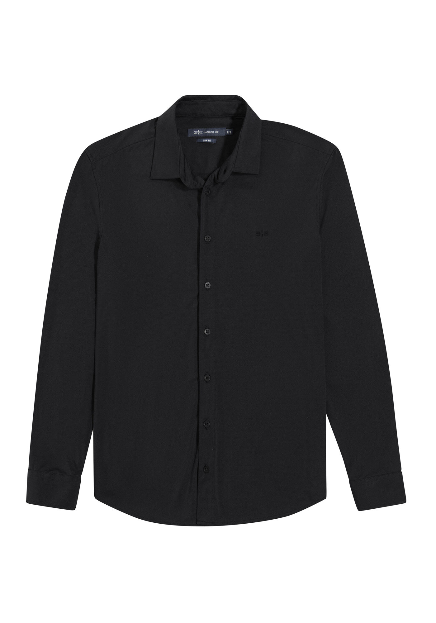 Camisa Masculina Slim Fit Tech Skin, PRETO REATIVO, large.