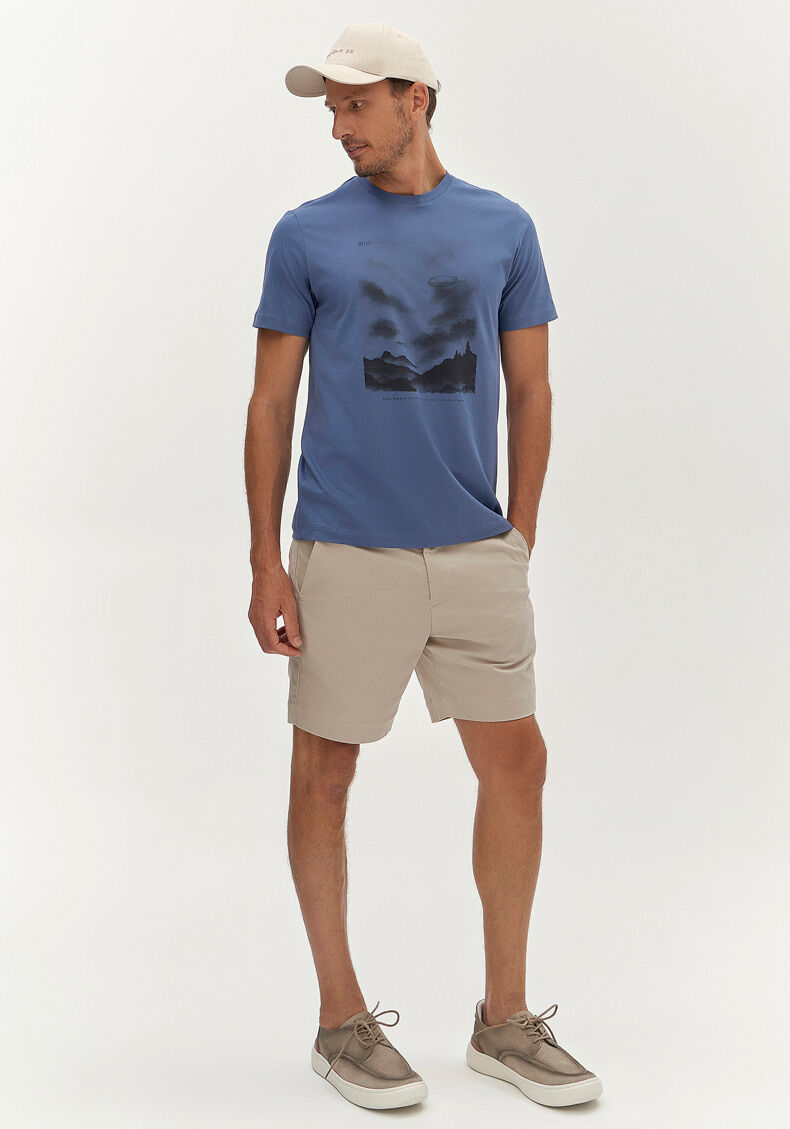 Camiseta Masculina em Malha Pima Estampada, AZUL SEED, large.