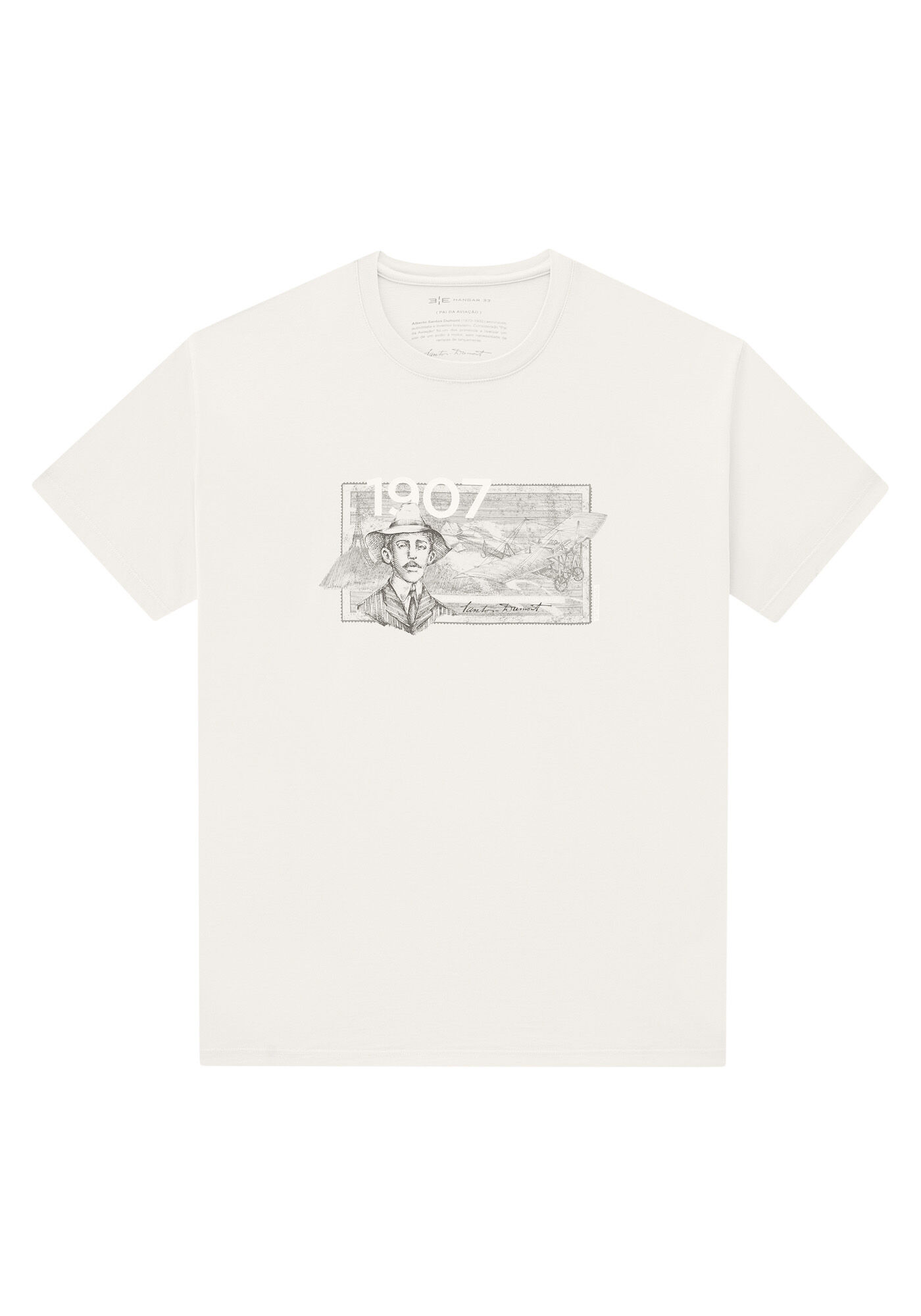 Camiseta Masculina Big & Tall Santos Dumont, BRANCO OFF WHITE, large.