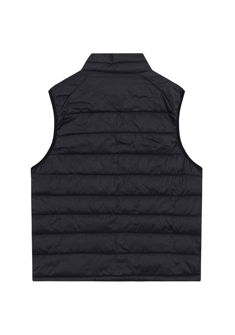 Colete Puffer Dupla Face Com Zíper E Gola Alta, PRETO REATIVO. Colete Puffer Dupla Face Com Zíper E Gola Alta, PRETO REATIVO, large.