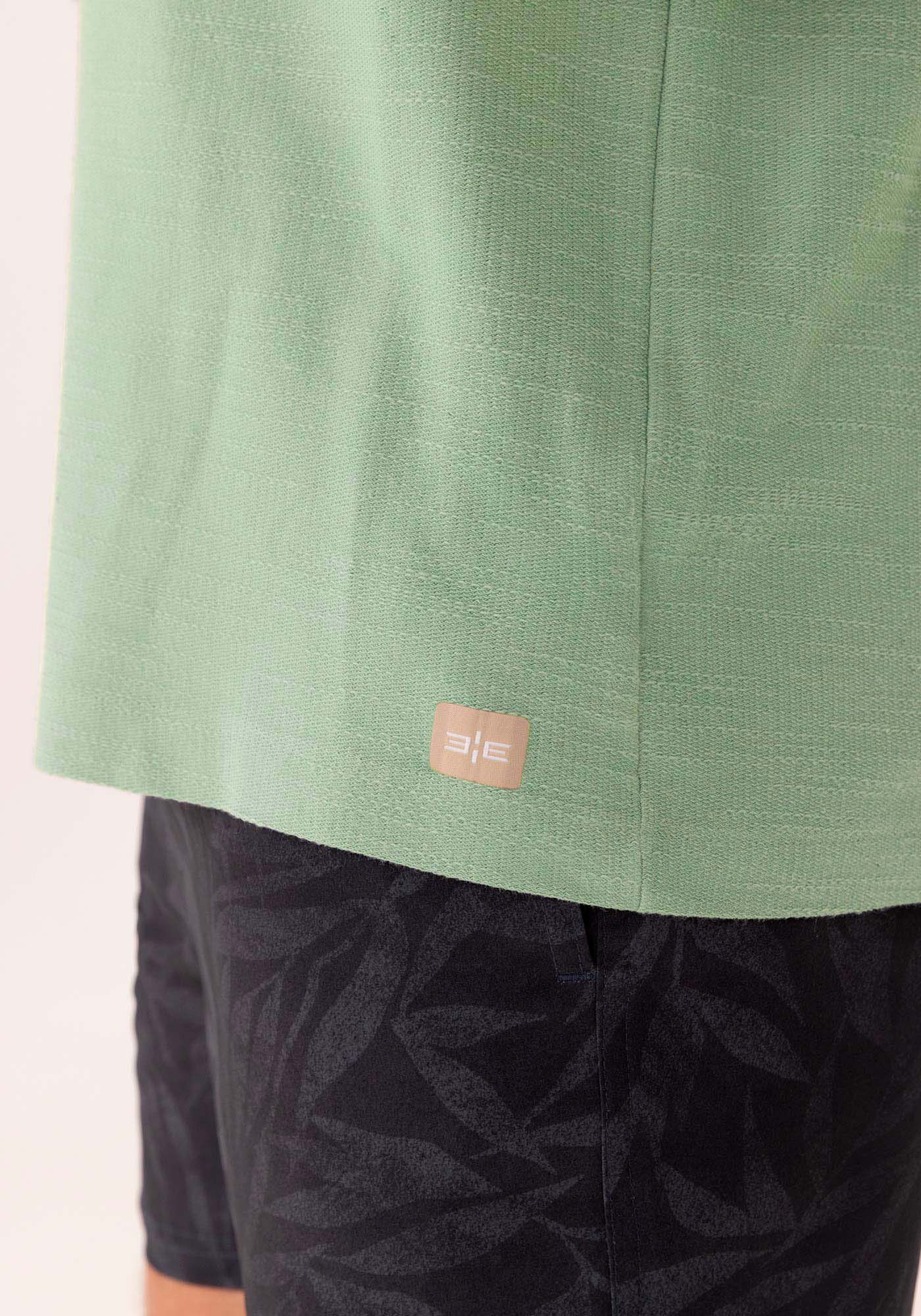 Camiseta Oversized De Mangas Curtas Em Malha Com Linho, VERDE CHIARO, large.