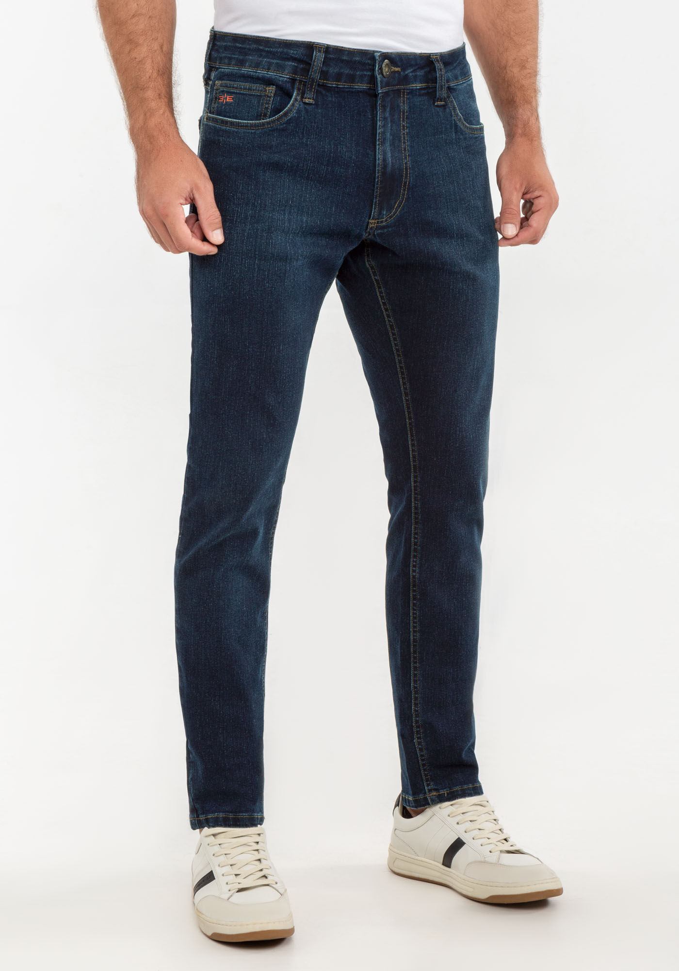Calça masculina slim em jeans com elastano sale