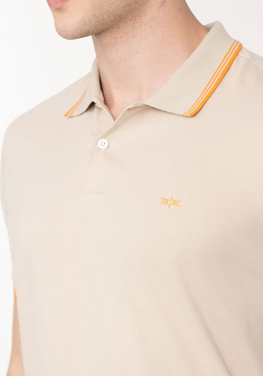 Camisa Polo De Mangas Curtas Em Algodão Responsável, BEGE SILVERSTONE. Camisa Polo De Mangas Curtas Em Algodão Responsável, BEGE SILVERSTONE, large.