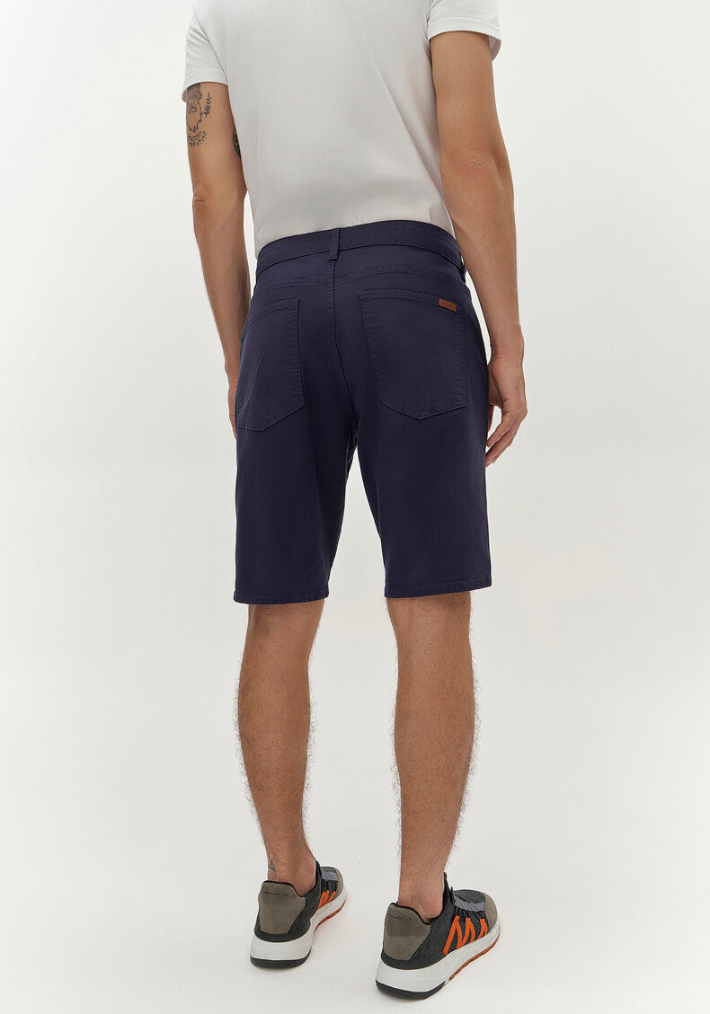 Bermuda Reta Radial Em Sarja Com Elastano, MARINHO ACTION, large.