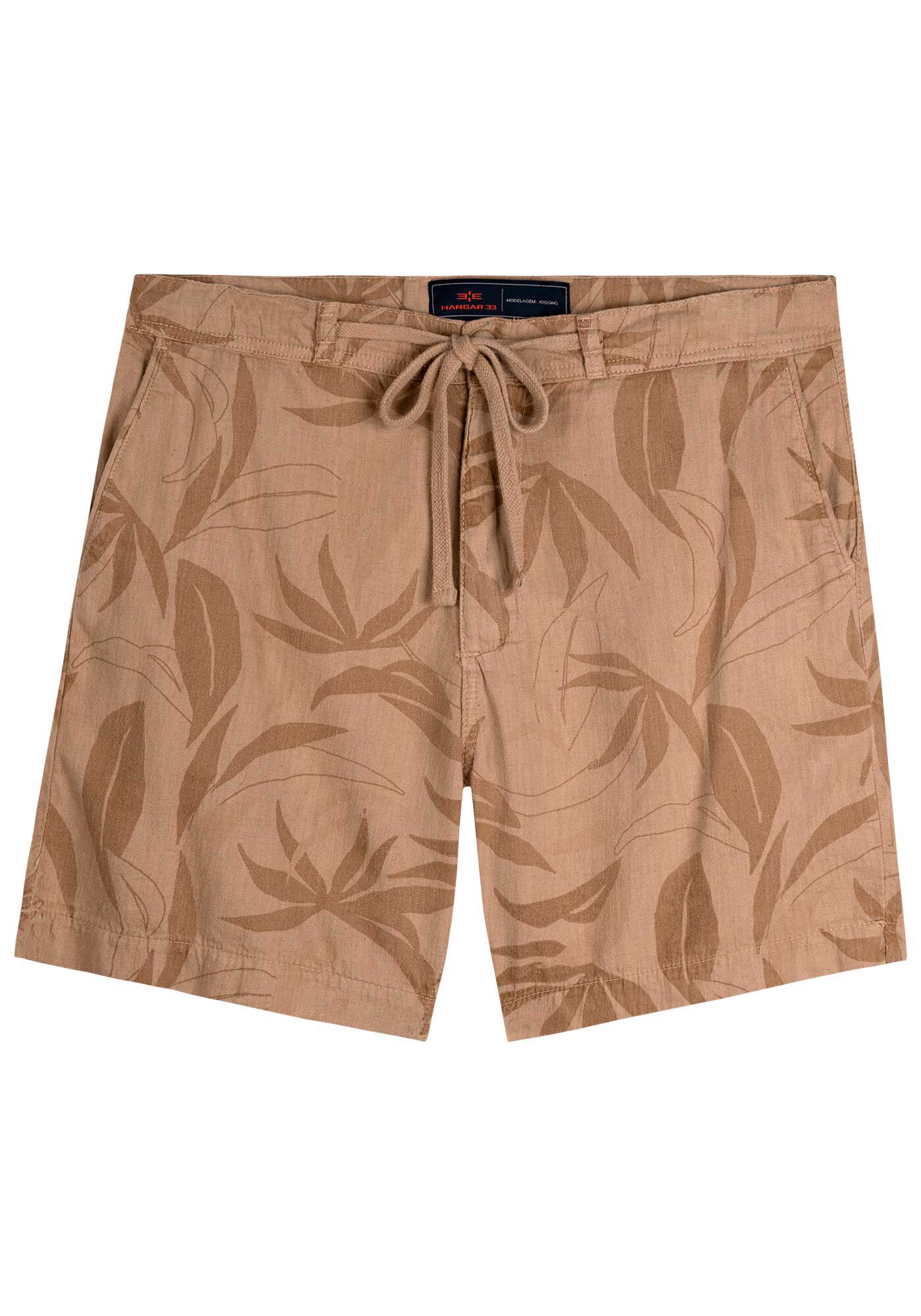 Shorts Jogging Masculino Em Sarja Com Bolsos E Cadar&ccedil;o, BEGE WOOL, large.