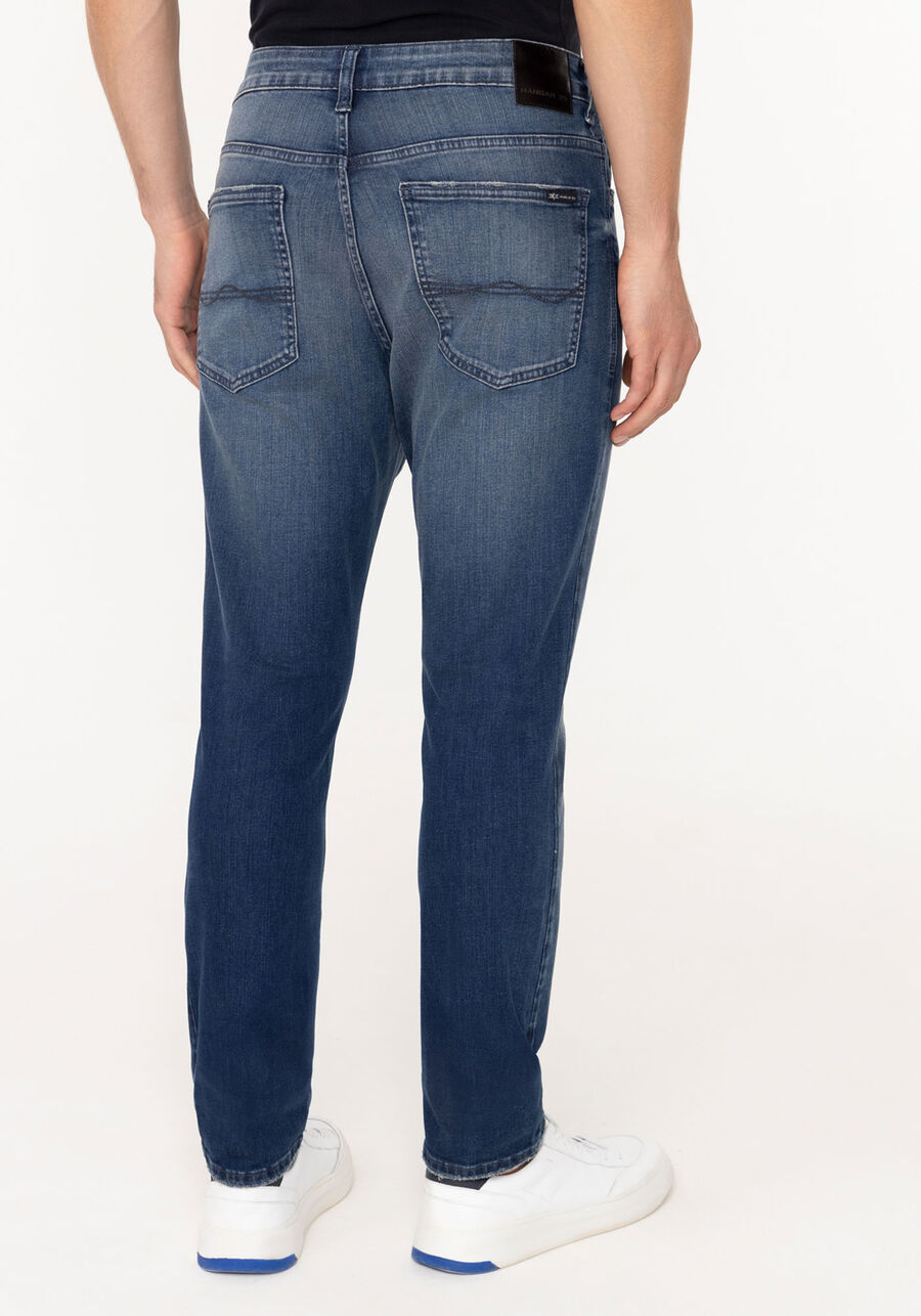 Calça Jeans Masculina Reta Radial Com Elastano E Bolsos, JEANS. Calça Jeans Masculina Reta Radial Com Elastano E Bolsos, JEANS, large.
