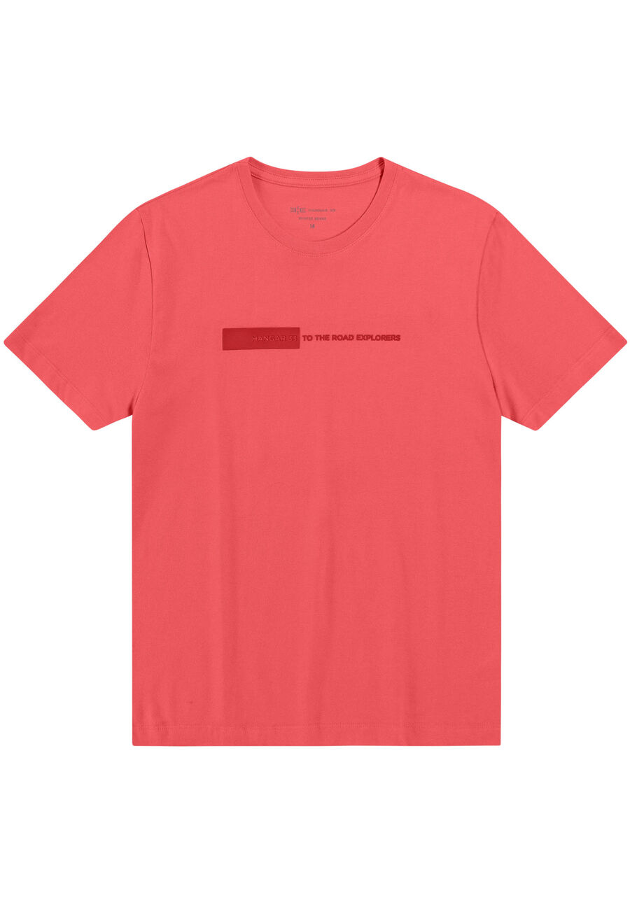 Camiseta Juvenil em Malha Penteada com Estampa, SALMAO BRIGHT CORAL. Camiseta Juvenil em Malha Penteada com Estampa, SALMAO BRIGHT CORAL, large.