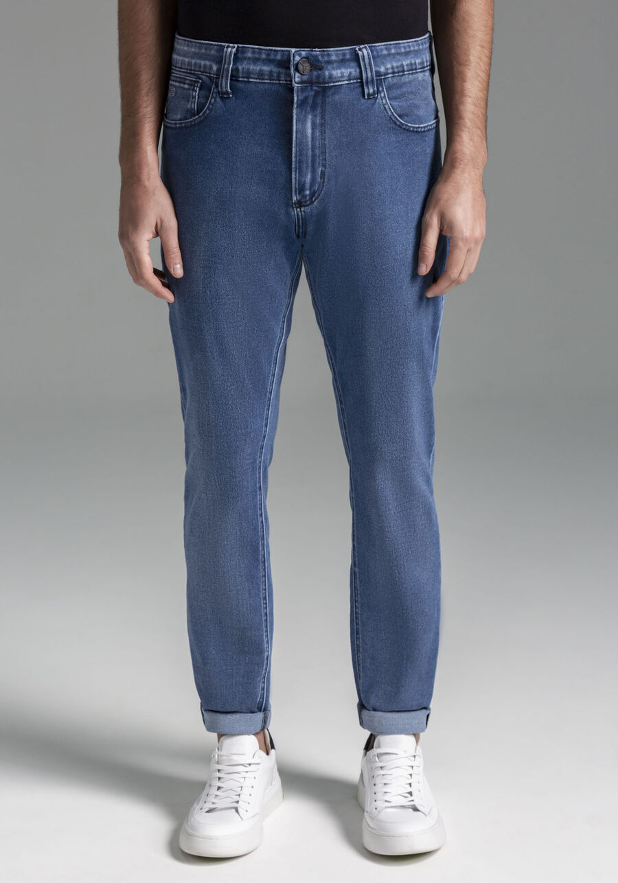 Calça Jeans Masculina Skinny Média Estonada, JEANS. Calça Jeans Masculina Skinny Média Estonada, JEANS, large.
