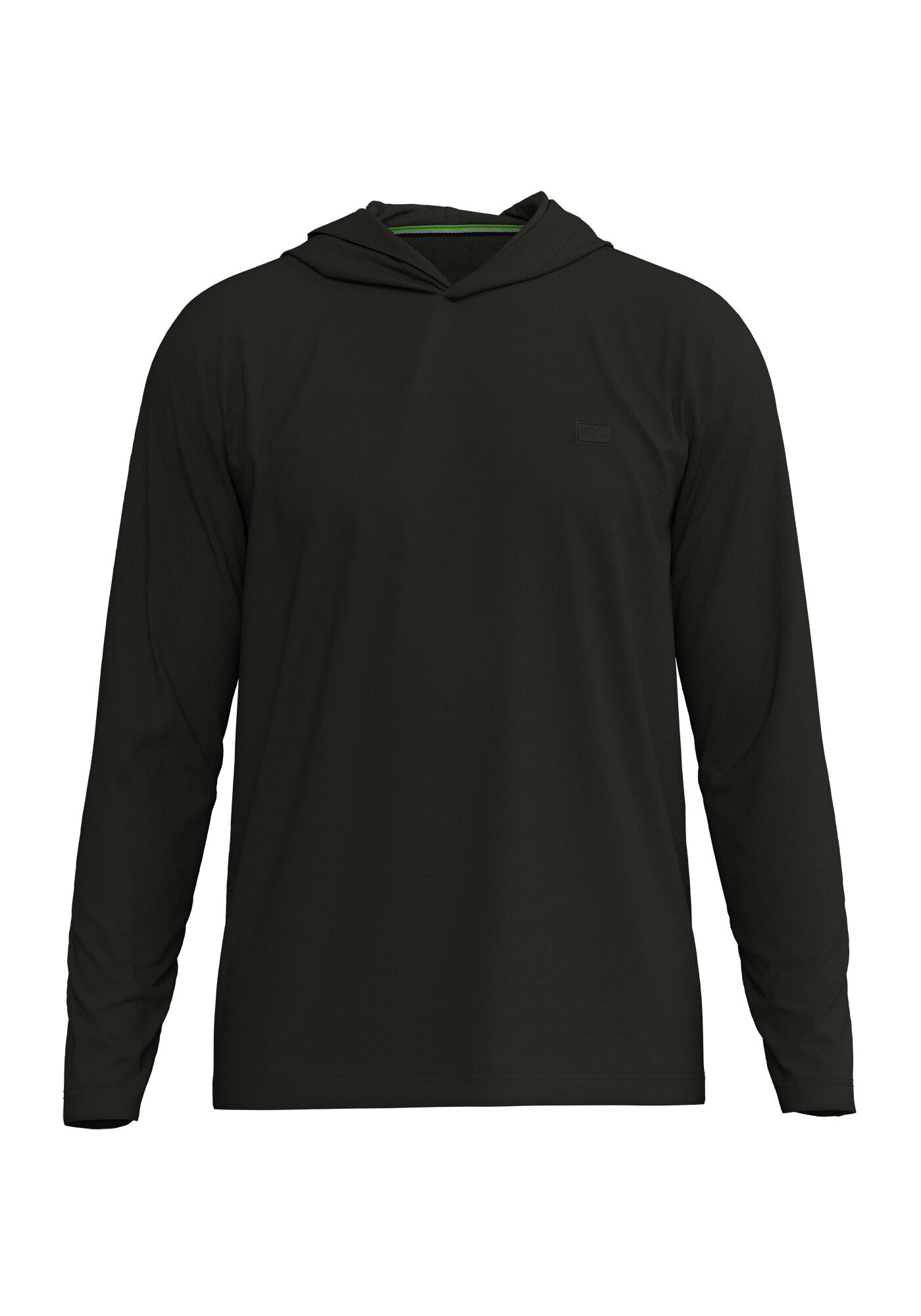 Camiseta De Mangas Longas Com Capuz Em Malha Leve, PRETO, large.