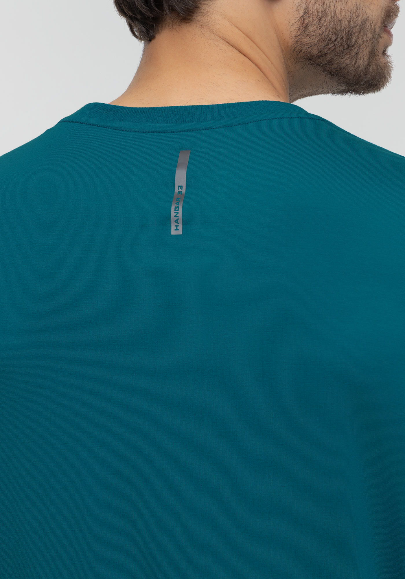 Camiseta De Mangas Longas Com Gola Redonda Em Malha Modal, AZUL FRANCA, large.