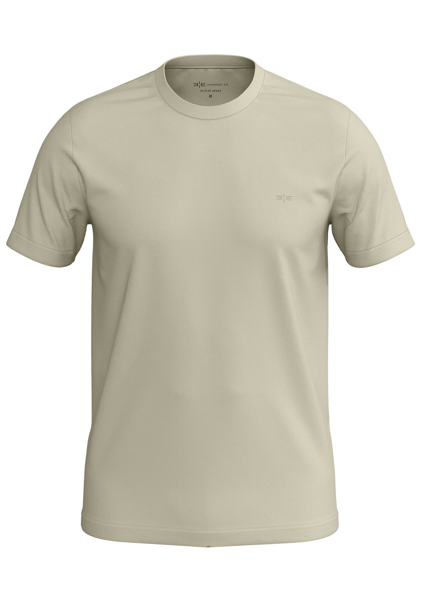 Camiseta Masculina Manga Curta em Malha Cotton, BEGE SYSTEM, large.