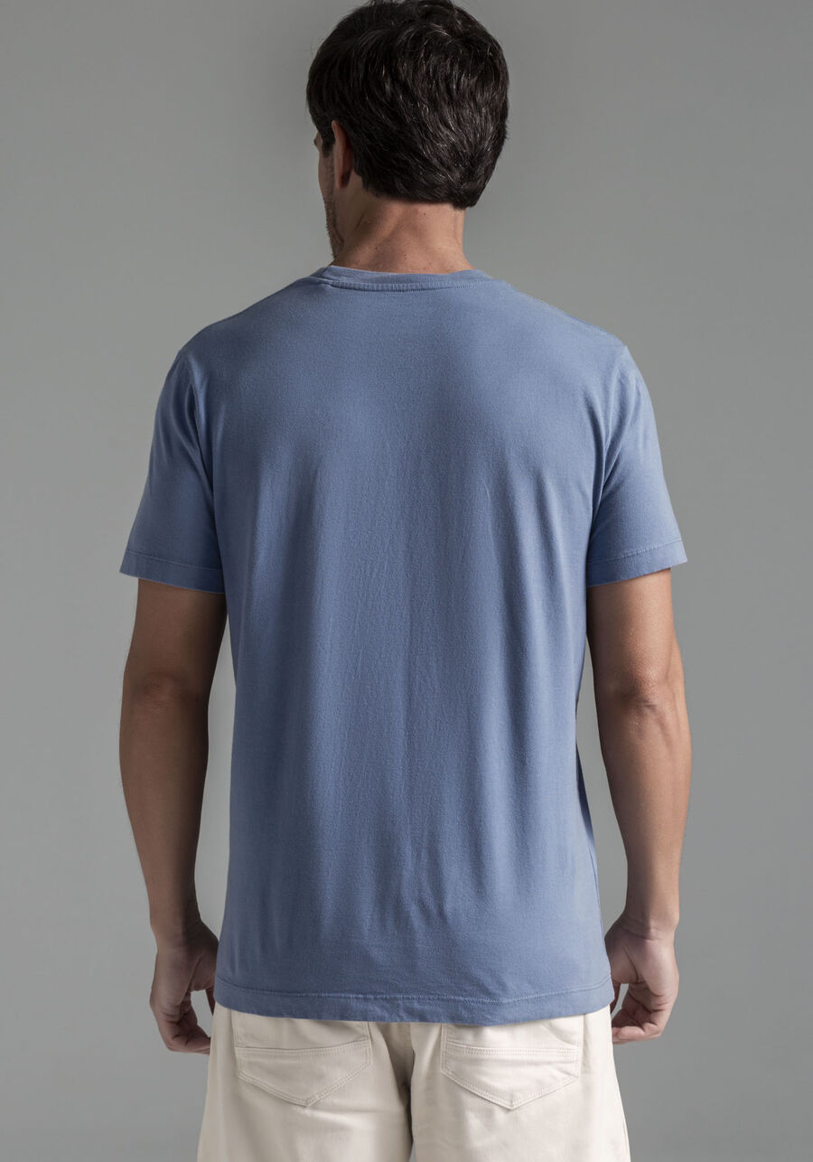 Camiseta Masculina em Malha Leve com Estampa, AZUL SEED. Camiseta Masculina em Malha Leve com Estampa, AZUL SEED, large.