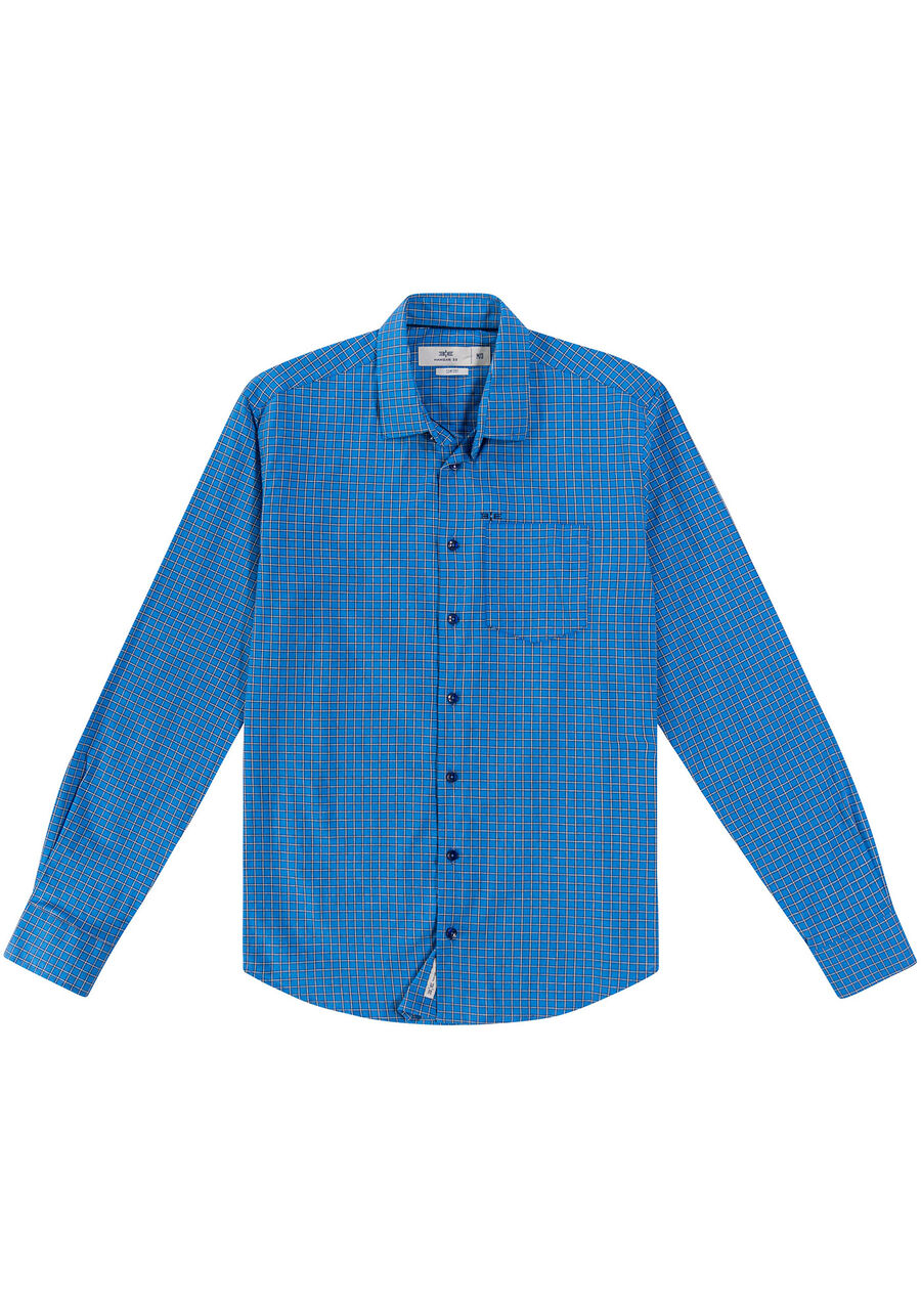 Camisa Masculina Comfort  em Tricoline Stretch, AZUL SPARK. Camisa Masculina Comfort  em Tricoline Stretch, AZUL SPARK, large.