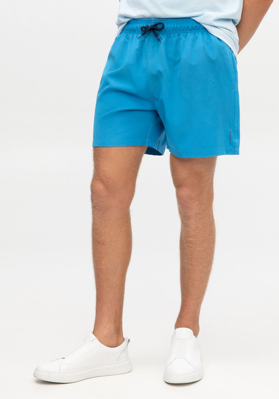 Shorts Com Bolso E Cadarço Regulável Em Tecido Plano, AZUL BORA BORA. Shorts Com Bolso E Cadarço Regulável Em Tecido Plano, AZUL BORA BORA, large.