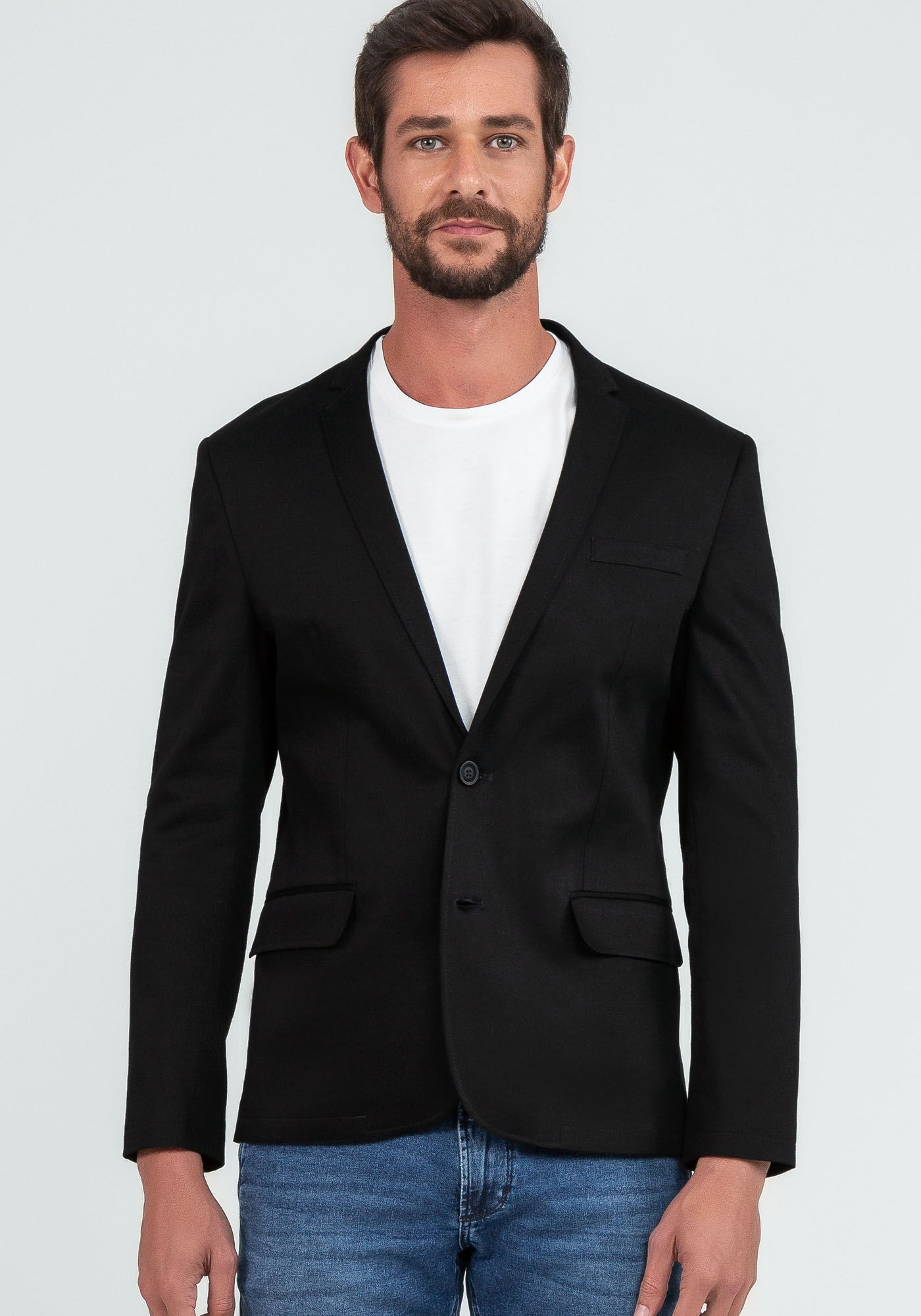 Blazer Social Comfort Em Sarja Com Elastano, PRETO, large.