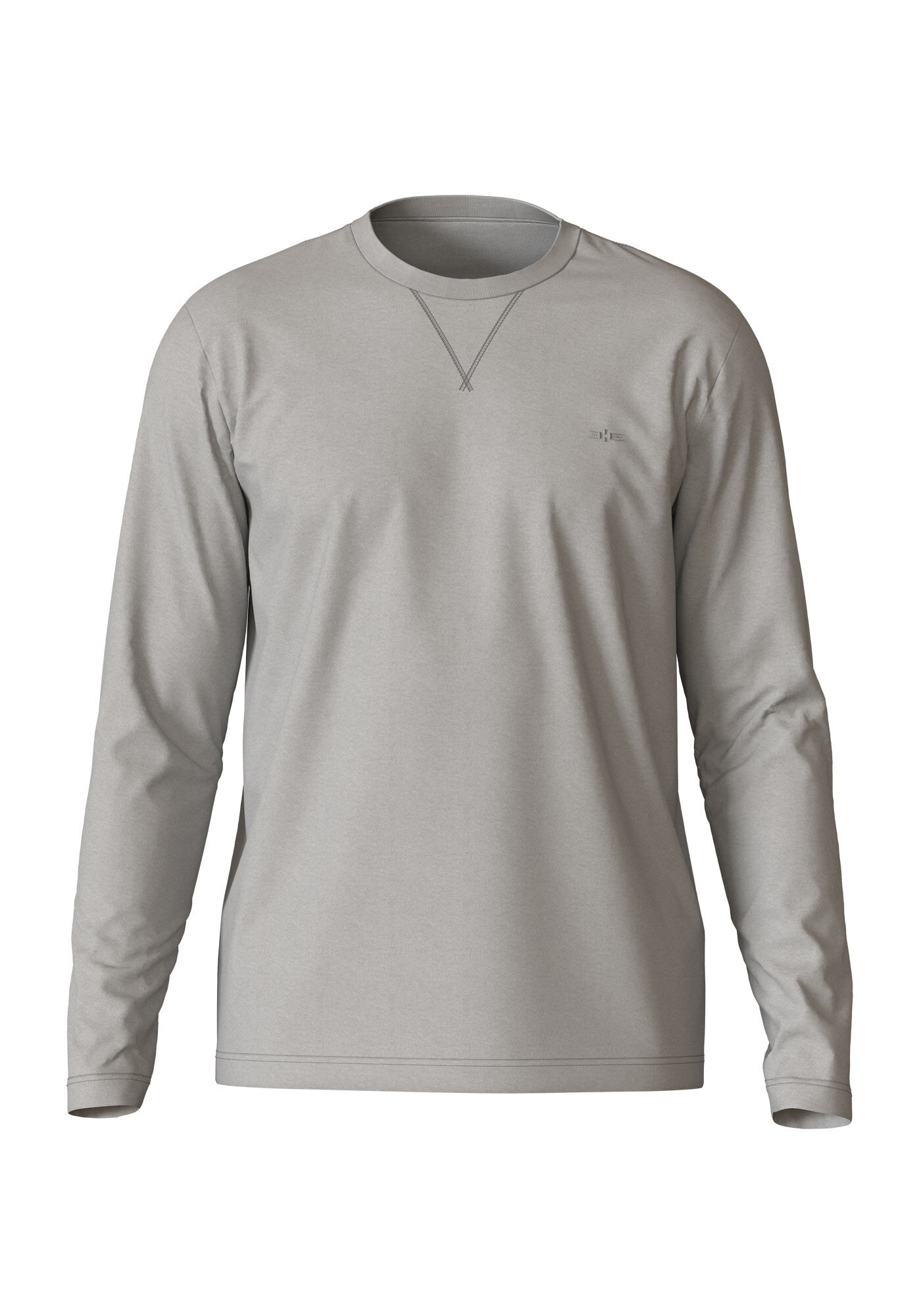 Camiseta Com Gola Redonda E Manga Longa Em Malha Respons&aacute;vel, CINZA GLISTEN, large.