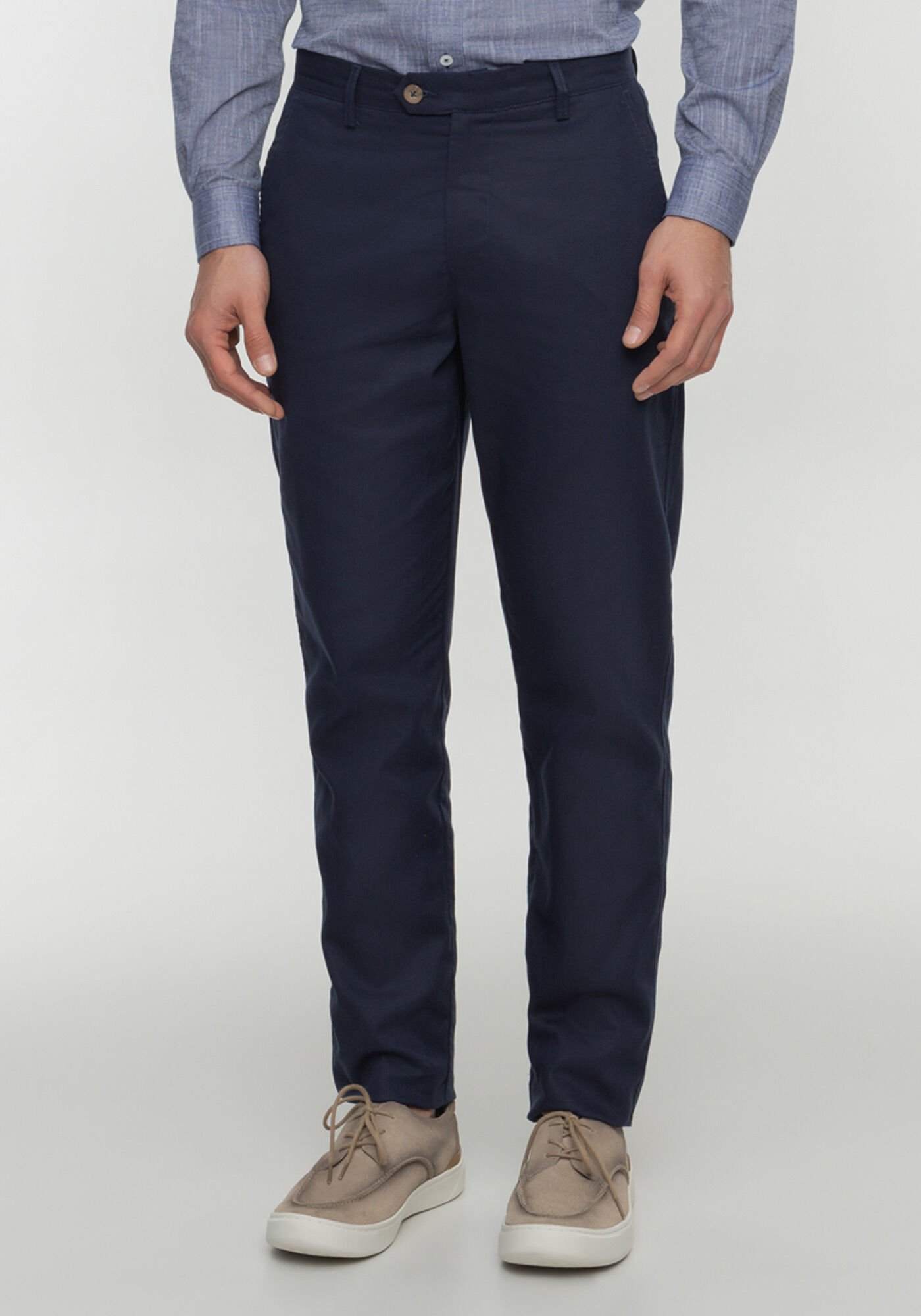 Cal&ccedil;a Com Bolsos Em Tecido Plano Com Linho, MARINHO IMPERIO, large.