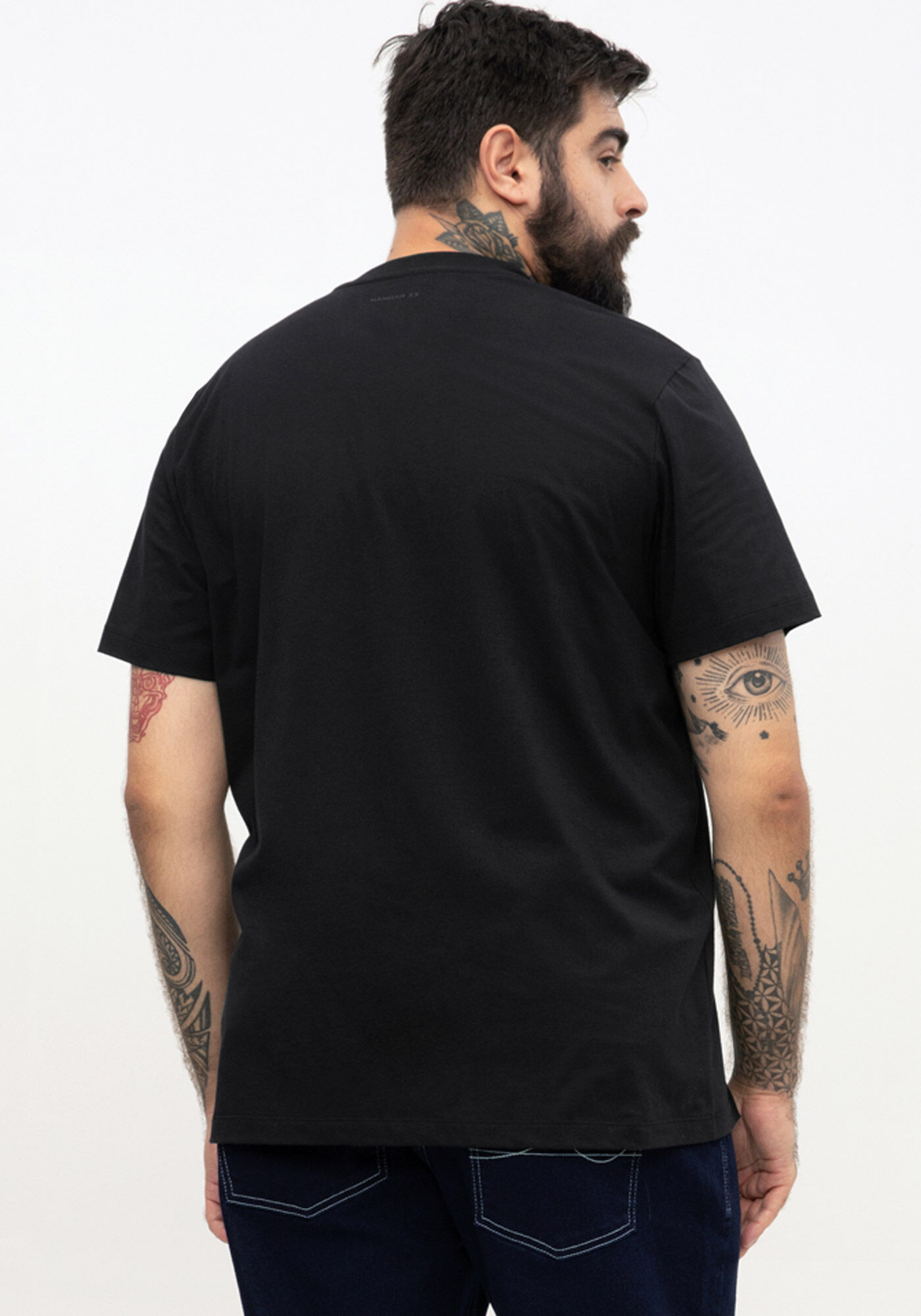 Camiseta Masculina Big & Tall em Malha B&aacute;sica, PRETO REATIVO, large.