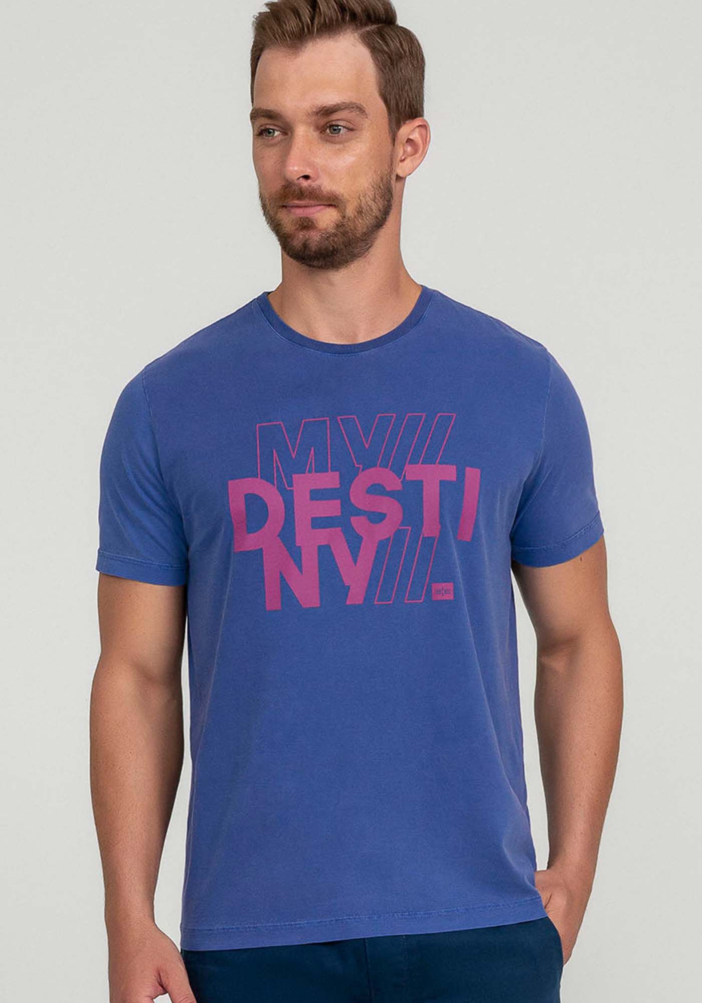 Camiseta em Malha Estampa My Destiny, AZUL BRIZOCA, large.