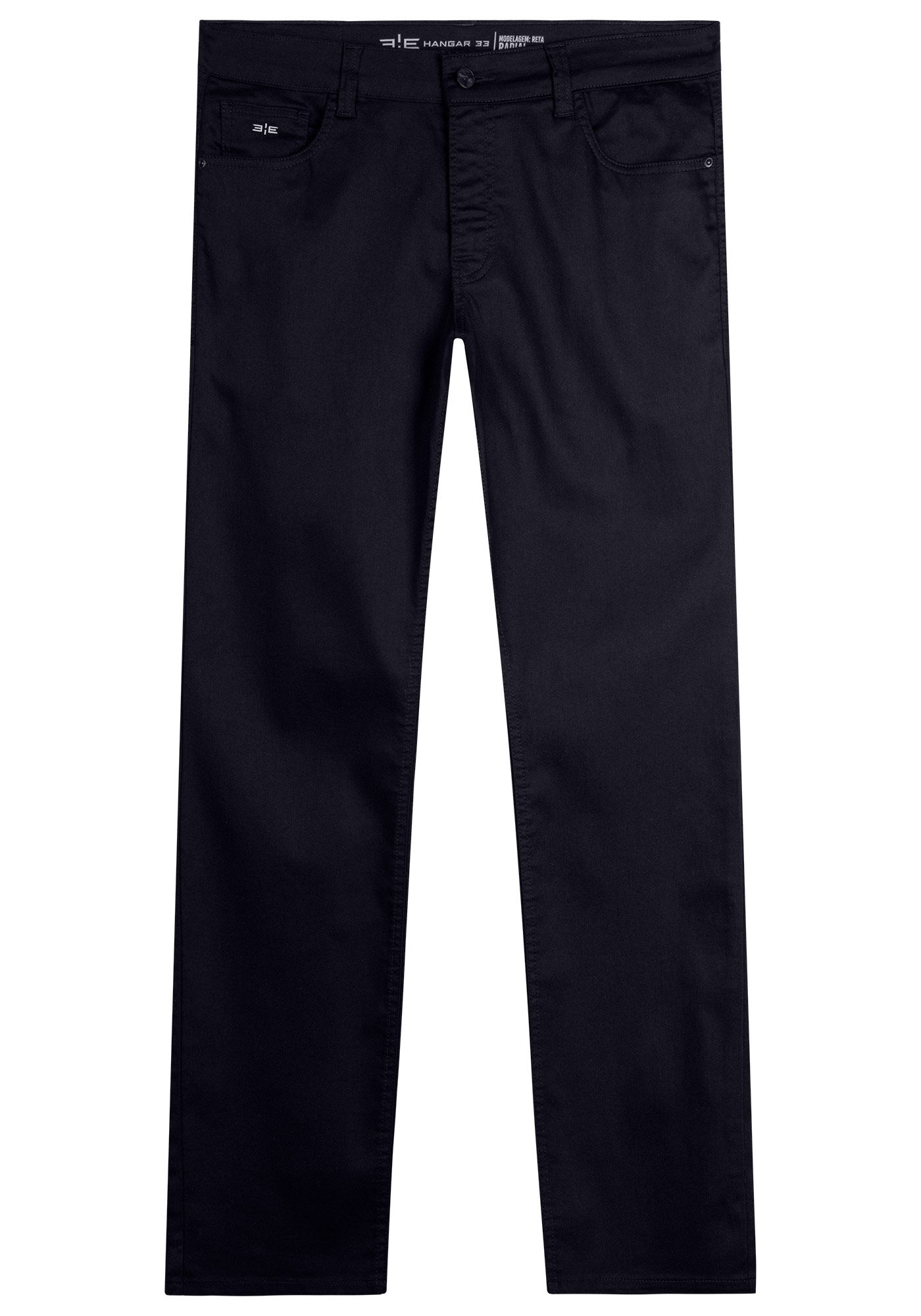 Cal&ccedil;a Reta Radial Amaciada Em Sarja Com Elastano N&atilde;o Desbota, PRETO REATIVO, large.