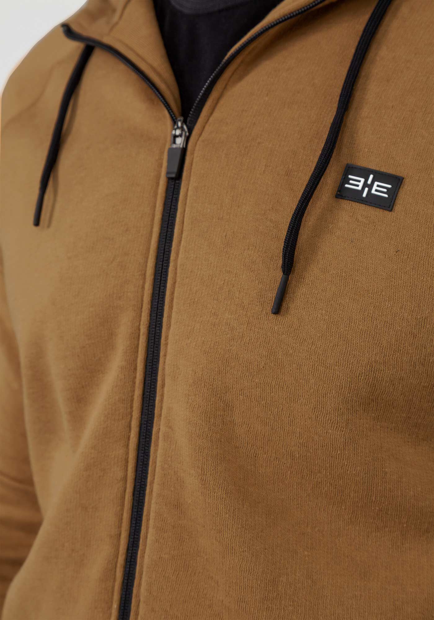 Jaqueta Masculina em Moletom 3 Cabos com Capuz, MARROM TILE, large.