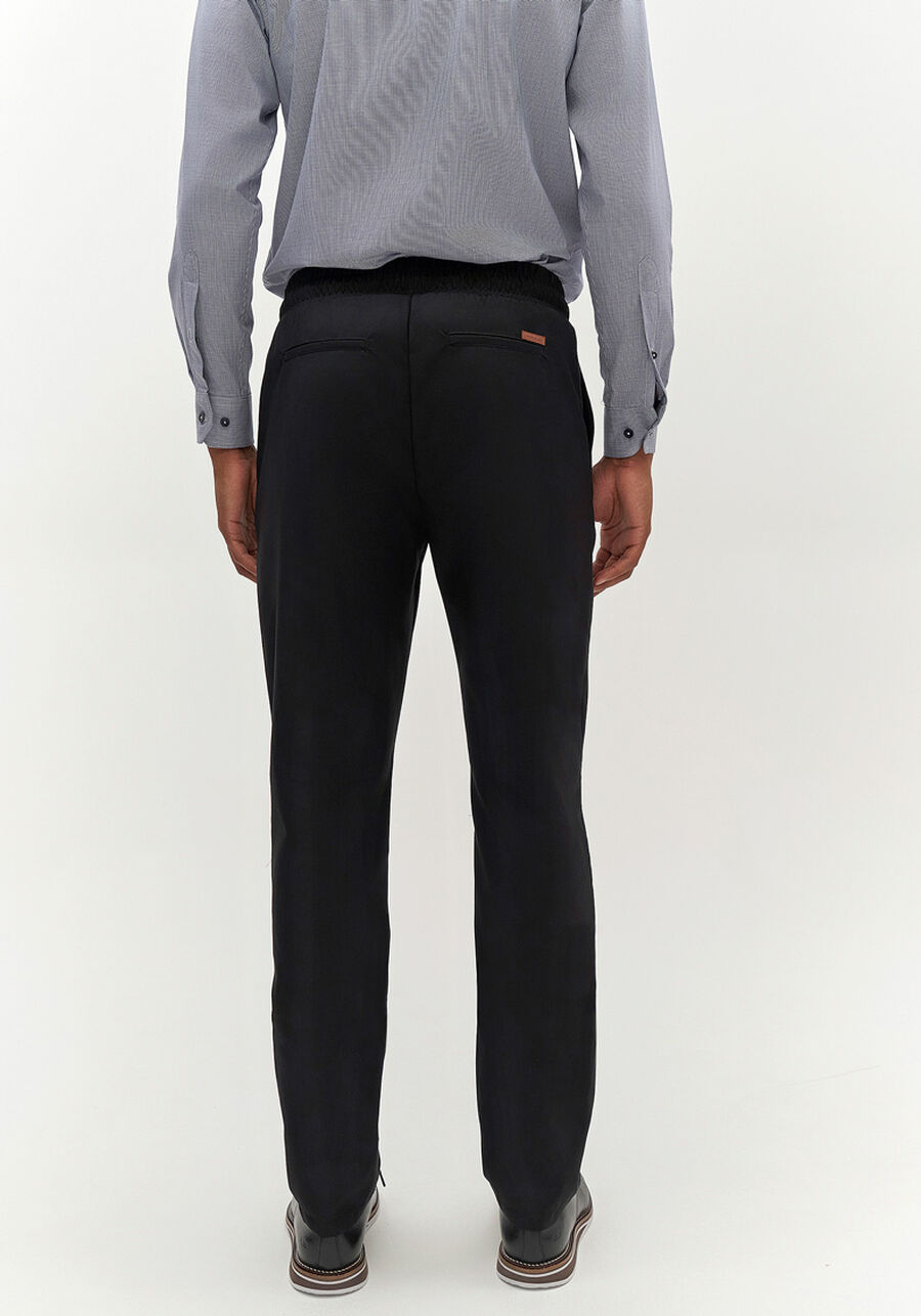 Calça Masculina Reta em Tecido Alfaiataria, PRETO REATIVO. Calça Masculina Reta em Tecido Alfaiataria, PRETO REATIVO, large.