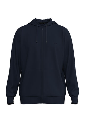 Jaqueta Com Zíper E Capuz Regulável Em Malha Premium, MARINHO IMPERIO. Jaqueta Com Zíper E Capuz Regulável Em Malha Premium, MARINHO IMPERIO, large.