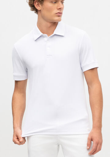 Camisa Polo Masculina em Malha Piquet Poliamida, BRANCO. Camisa Polo Masculina em Malha Piquet Poliamida, BRANCO, large.