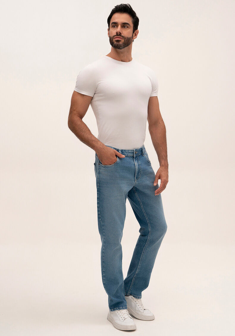 Cal&ccedil;a Jeans Masculina Reta Radial Com Elastano E Passantes, JEANS, large.