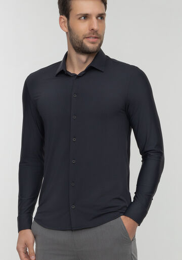 Camisa Slim Fit De Mangas Longas Com Proteção UV, PRETO. Camisa Slim Fit De Mangas Longas Com Proteção UV, PRETO, large.