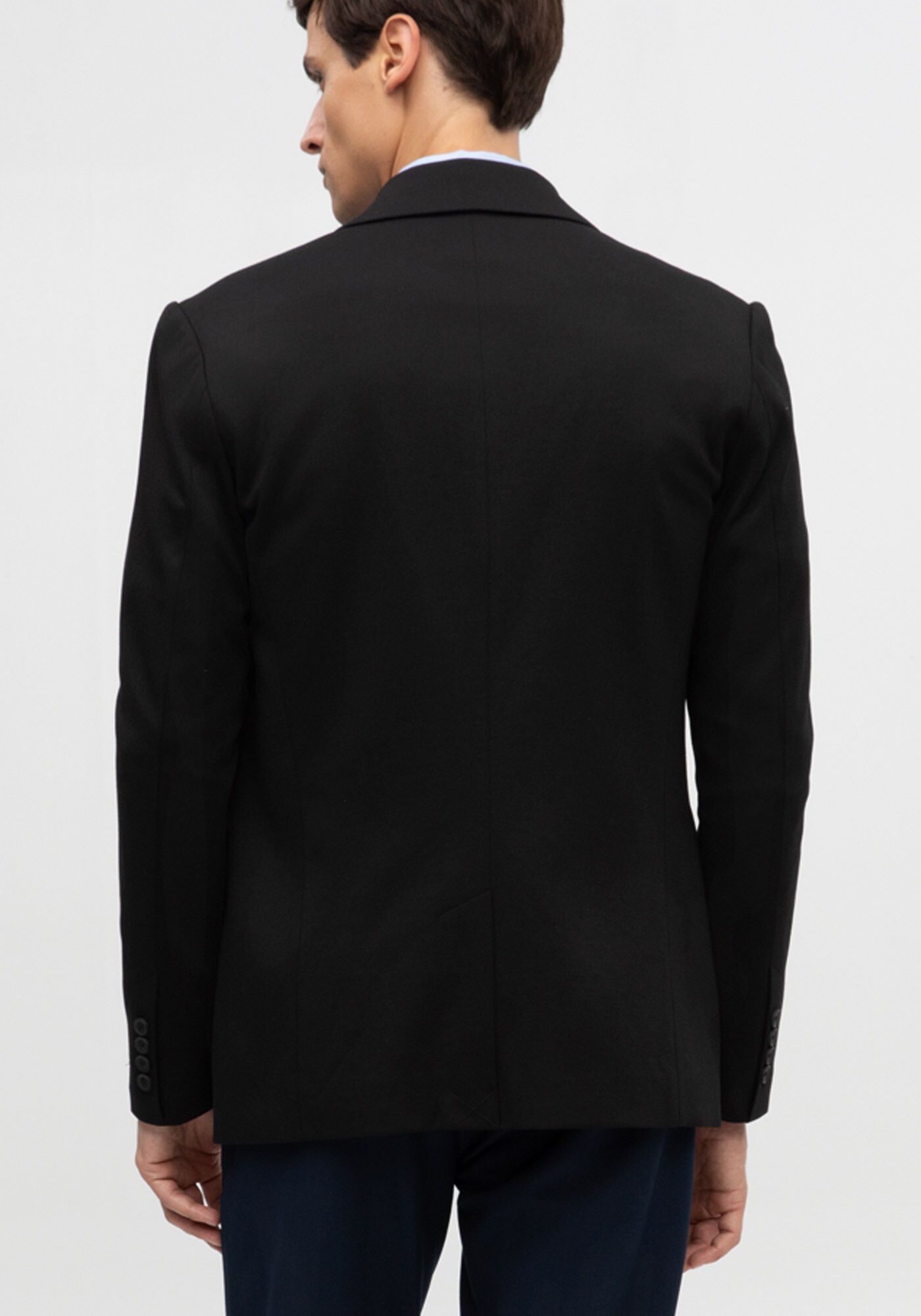 Blazer Slim Com Lapelas Em Malha, PRETO REATIVO, large.