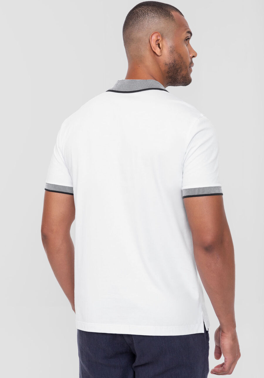 Camisa Polo Masculina com Retilínea Contraste, BRANCO. Camisa Polo Masculina com Retilínea Contraste, BRANCO, large.