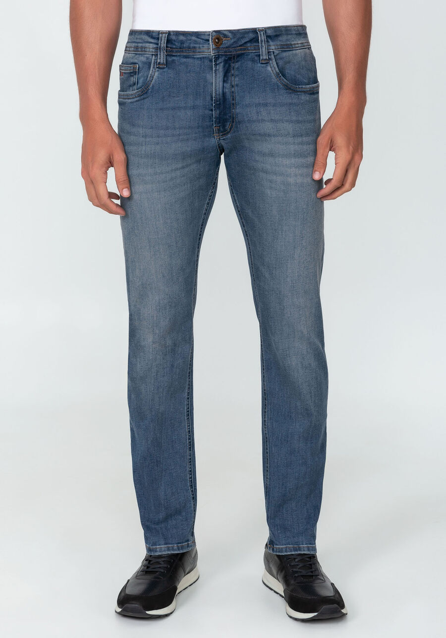 Calça Jeans Slim Lavagem Média Não Laceia, . Calça Jeans Slim Lavagem Média Não Laceia, , large.