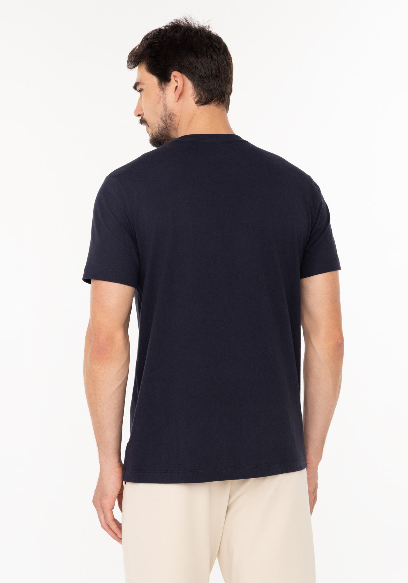 Camiseta De Mangas Curtas Em Meia Malha De Algod&atilde;o Fio 30, MARINHO IMPERIO, large.