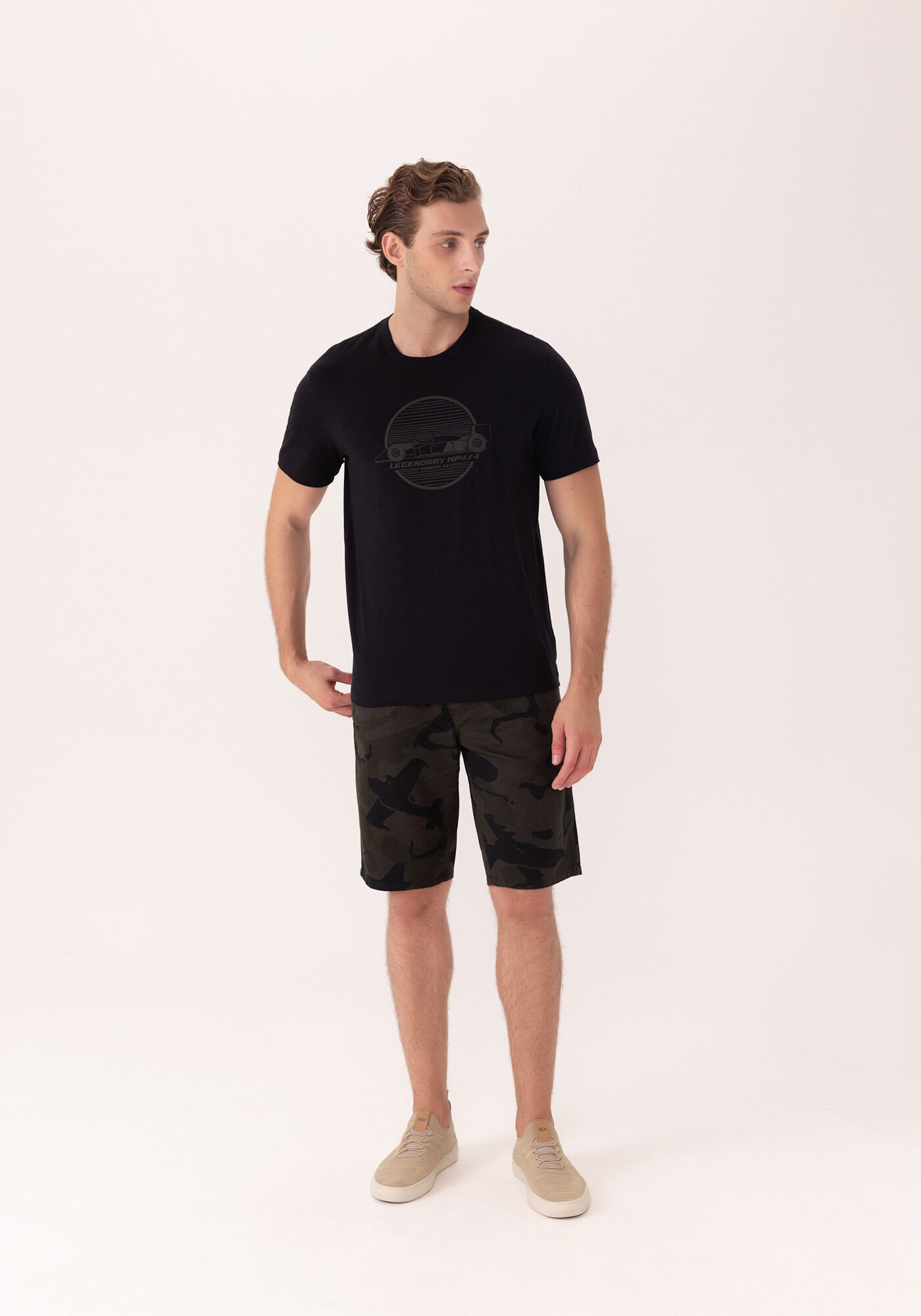 Camiseta De Algod&atilde;o Respons&aacute;vel Com Mangas Curtas, PRETO, large.