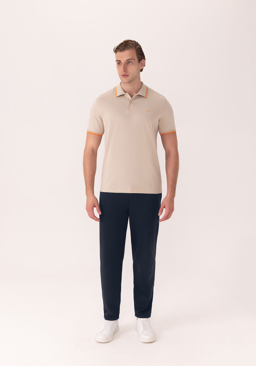 Camisa Polo De Mangas Curtas Em Algodão Responsável, BEGE SILVERSTONE. Camisa Polo De Mangas Curtas Em Algodão Responsável, BEGE SILVERSTONE, large.