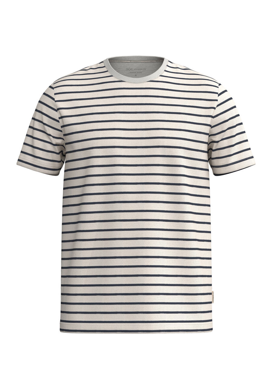 Camiseta De Mangas Curtas Com Gola Redonda Em Malha Listrada, MARINHO ACTION. Camiseta De Mangas Curtas Com Gola Redonda Em Malha Listrada, MARINHO ACTION, large.