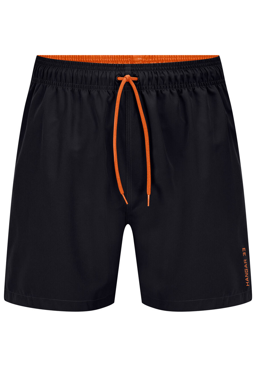 Shorts Com Bolso E Cadarço Regulável Em Tecido Plano, PRETO REATIVO. Shorts Com Bolso E Cadarço Regulável Em Tecido Plano, PRETO REATIVO, large.