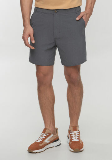 Shorts Com Bolsos E Passantes Em Tecido Plano Com Elastano, PRETO. Shorts Com Bolsos E Passantes Em Tecido Plano Com Elastano, PRETO, large.