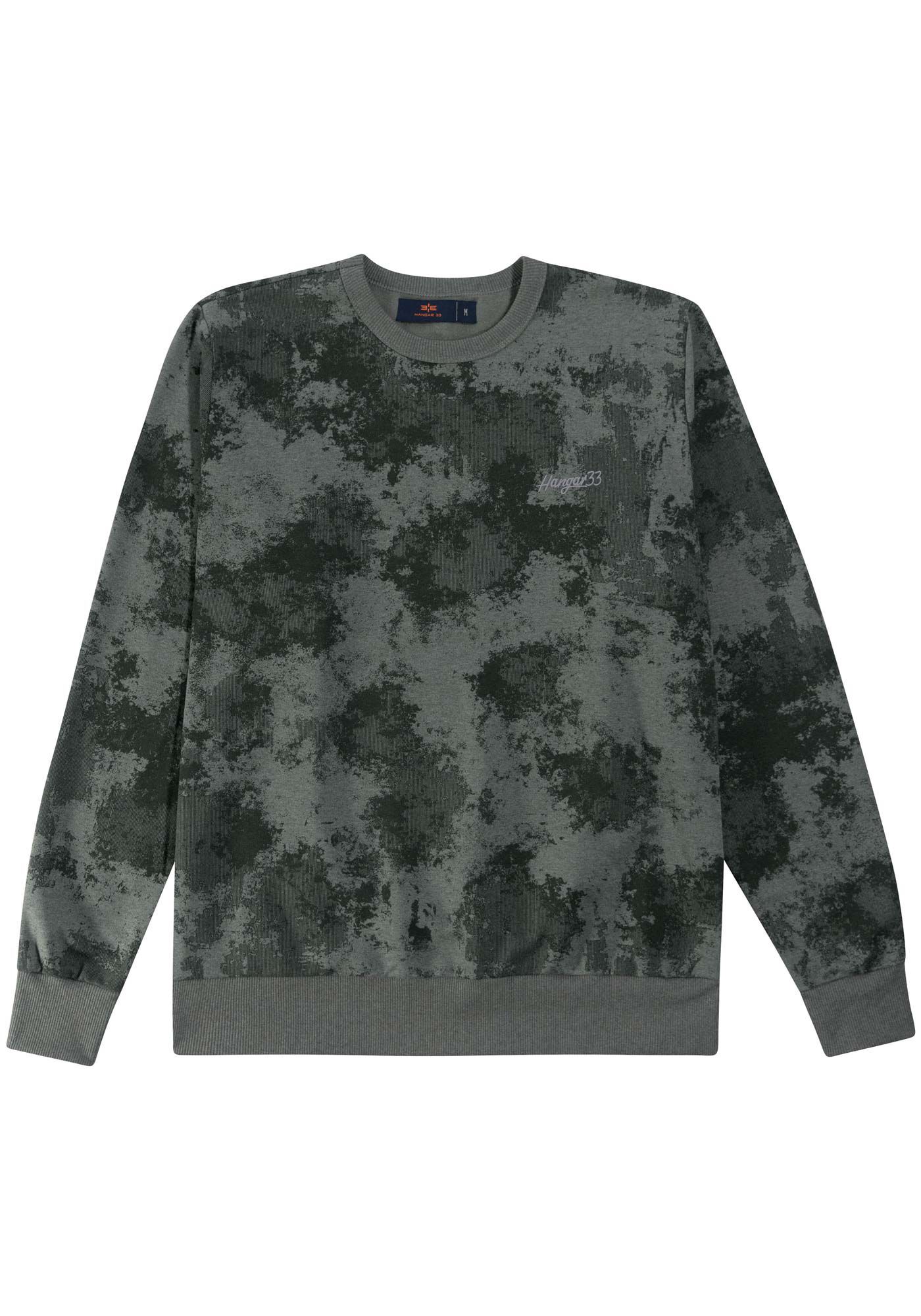 Blus&atilde;o Manga Longa em Moletom Estampado, MAPA VERDE, large.