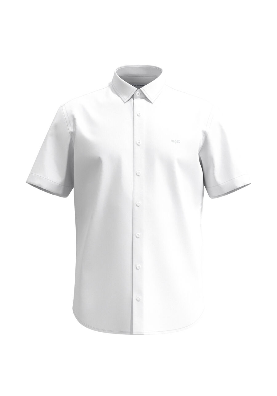 Camisa De Mangas Curtas Em Tecido De Algodão, BRANCO. Camisa De Mangas Curtas Em Tecido De Algodão, BRANCO, large.