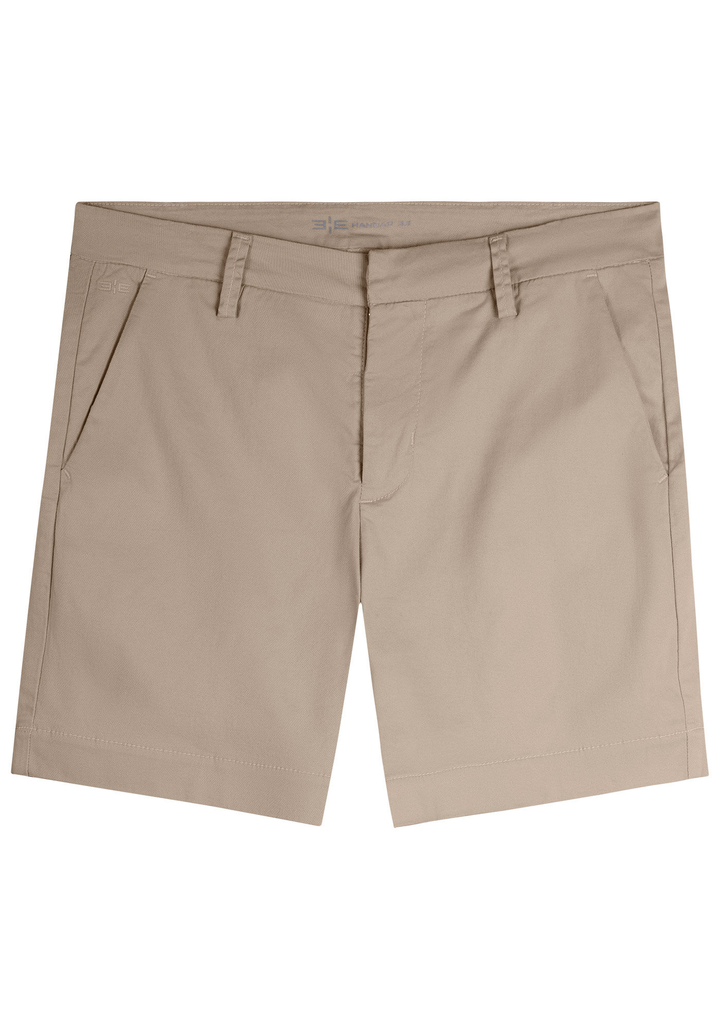 Shorts Reto Radial Chino Em Sarja Amaciada Com Elastano, BEGE GELO, large.