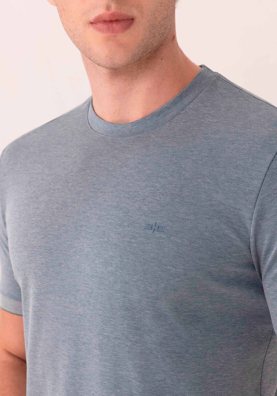 Camiseta De Mangas Curtas Com Retilínea Em Malha Piquet, AZUL COPEN. Camiseta De Mangas Curtas Com Retilínea Em Malha Piquet, AZUL COPEN, large.