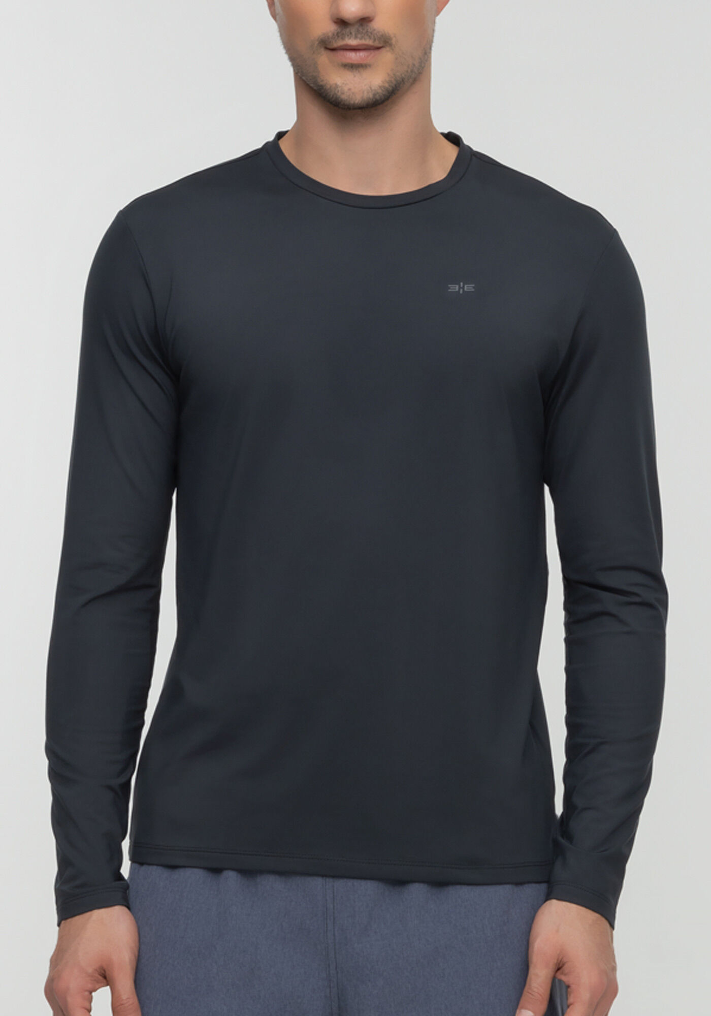 Camiseta De Mangas Longas Em Malha Com Conforto T&eacute;rmico, PRETO REATIVO, large.