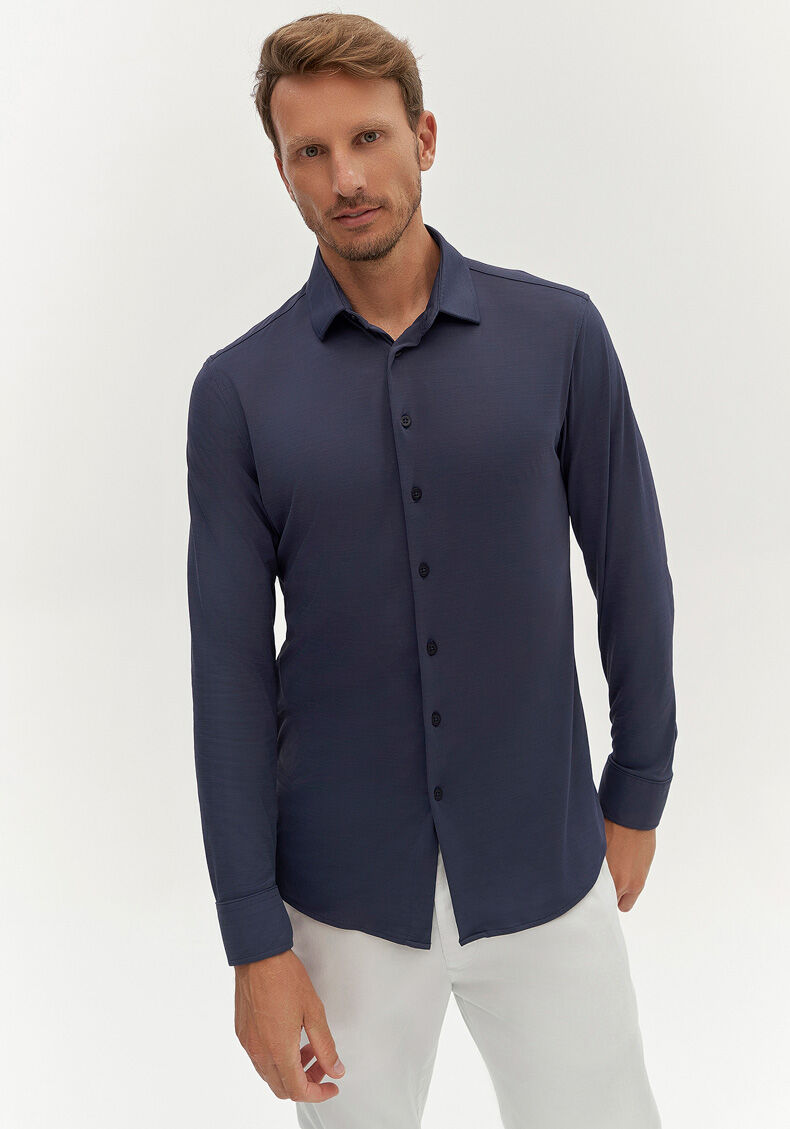 Camisa Masculina Slim Fit Com Mangas Longas E Prote&ccedil;&atilde;o Solar, MARINHO ACTION, large.