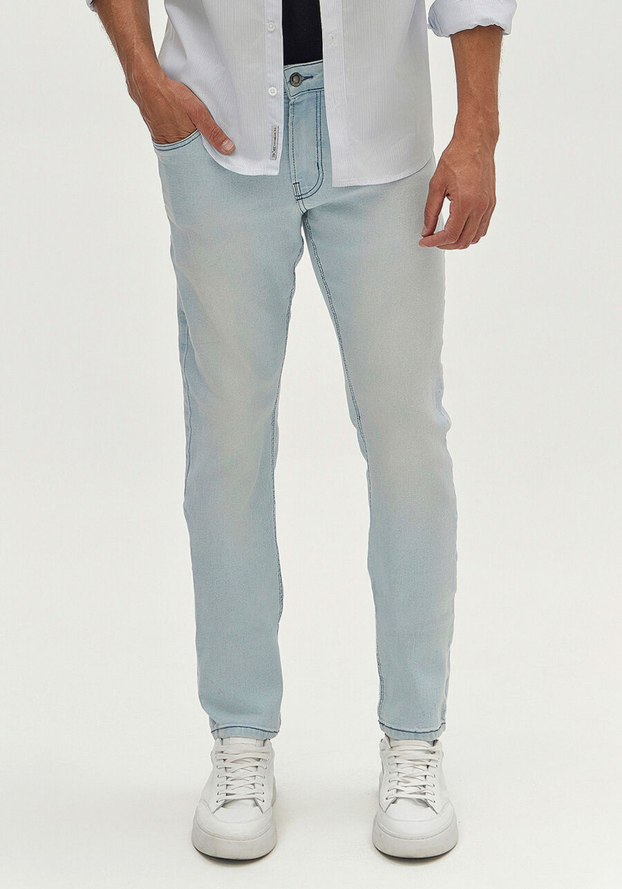 Calça Jeans Slim Com Elastano Masculina Turbofan, JEANS. Calça Jeans Slim Com Elastano Masculina Turbofan, JEANS, large.