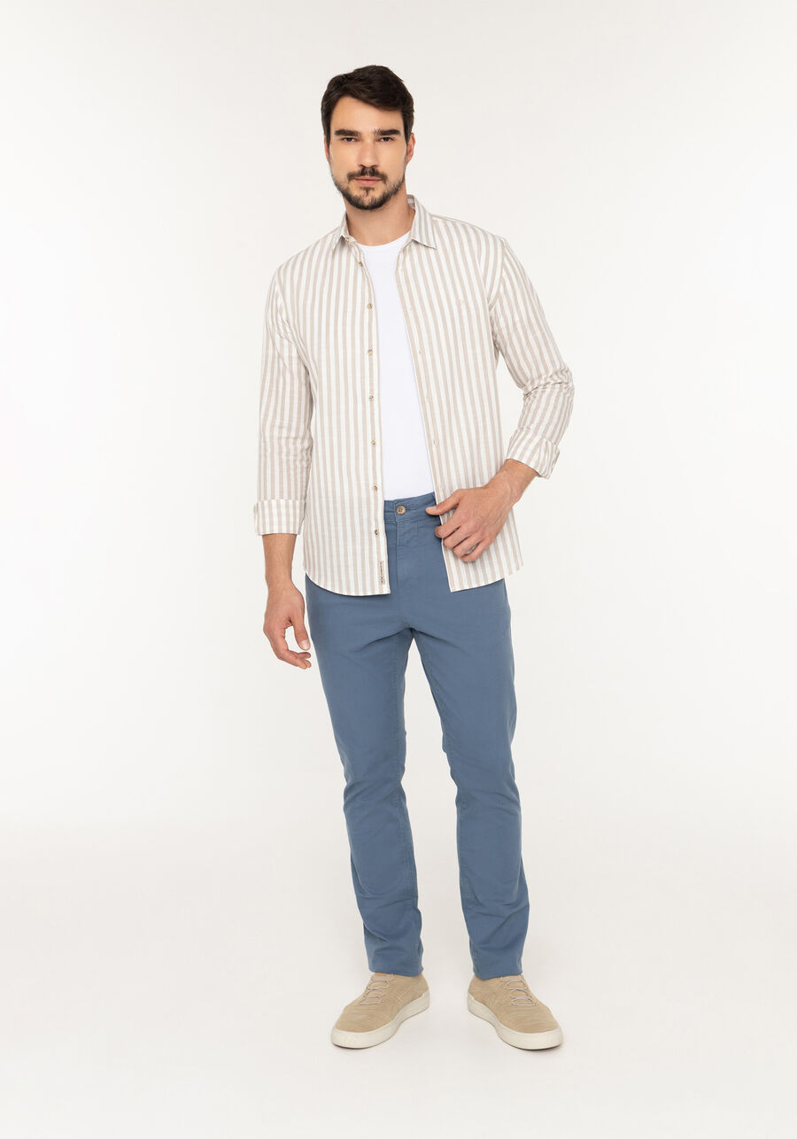 Calça Slim Turbofan Em Sarja Com Elastano, AZUL SEED. Calça Slim Turbofan Em Sarja Com Elastano, AZUL SEED, large.