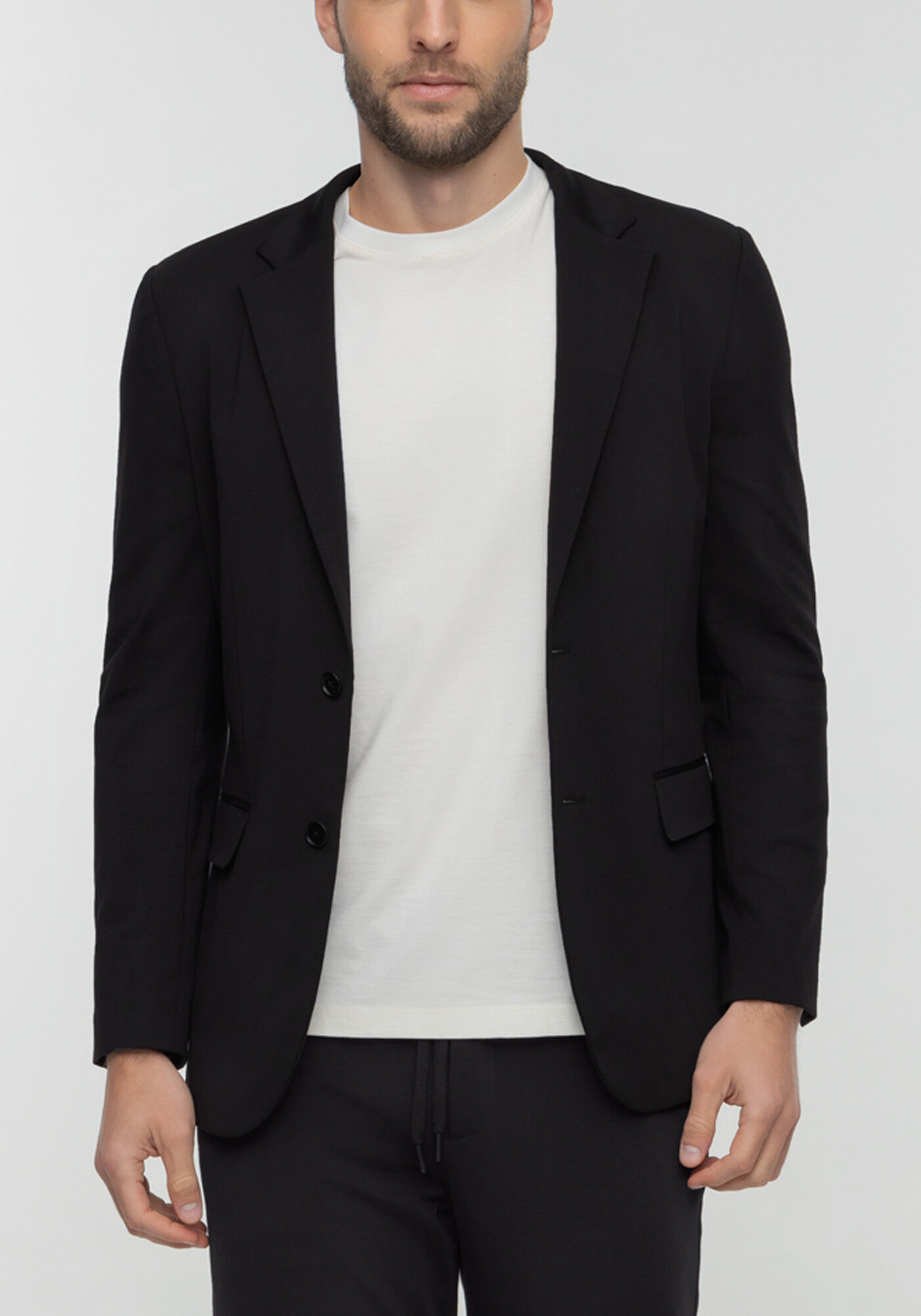 Blazer Masculino Com Lapelas E Bot&otilde;es, PRETO REATIVO, large.