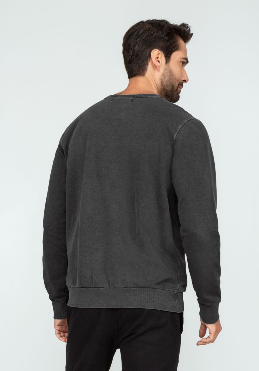 Blusão em Moletom com Estampa Lettering, PRETO REATIVO. Blusão em Moletom com Estampa Lettering, PRETO REATIVO, large.