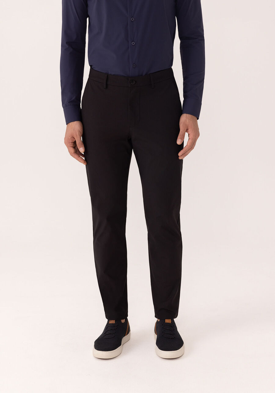 Calça Com Bolsos E Passantes No Cós, PRETO REATIVO. Calça Com Bolsos E Passantes No Cós, PRETO REATIVO, large.